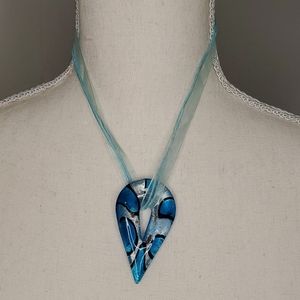 New blue glass necklace